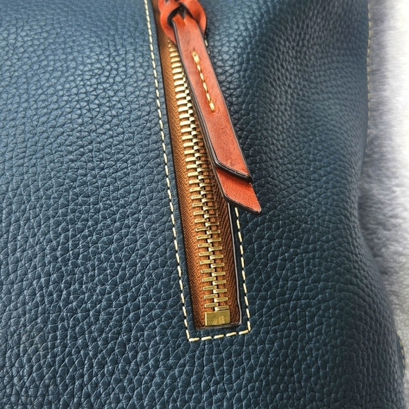 Dooney & Bourke Marine Blue Pebbled Leather Cooper Hobo Bag Leather&Gold Accents - Picture 5 of 12